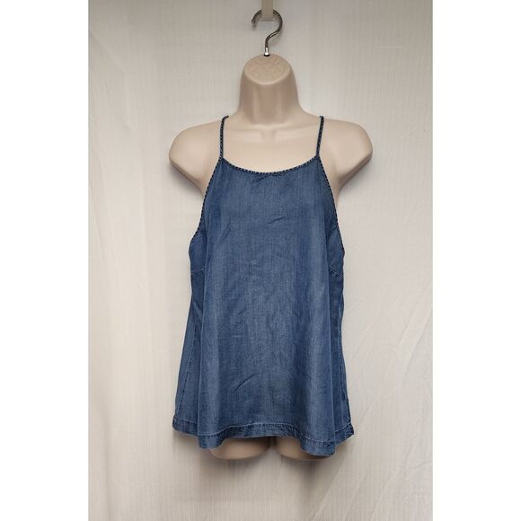 Altar’d State Denim Chambray Blue Top Blouse Size Medium - Picture 2 of 6